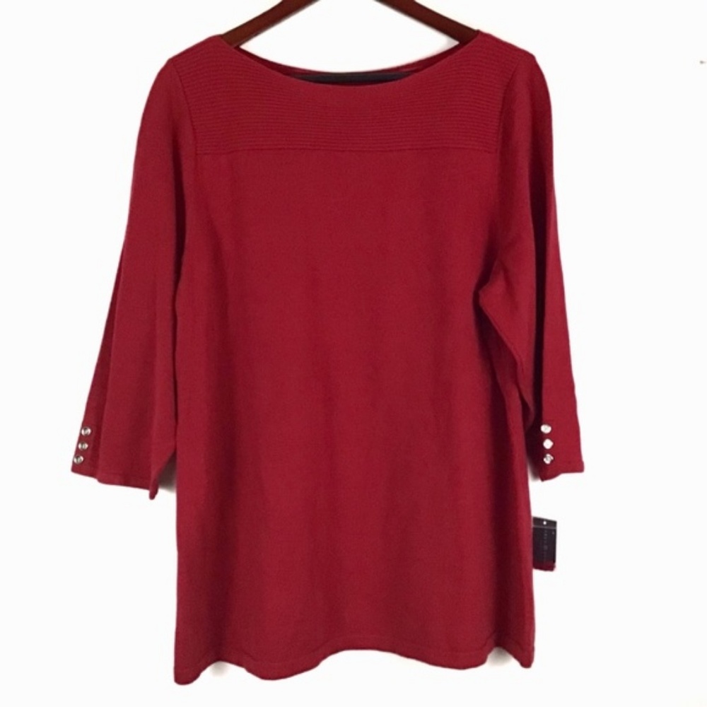 NWT Karen Scott Macy's Ballet Neck Ribbed Tunic OX - Picture 2 of 4